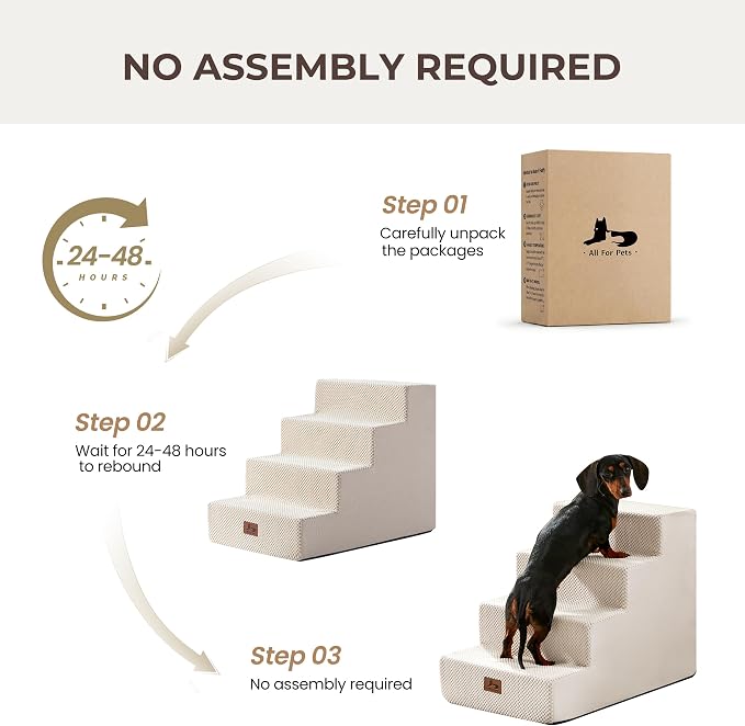 Dog Stairs for Small Dogs 18" H, 4-Step Dog Steps for High Bed and Couch, Pet Steps Ramp for Puppy and Cats, Non-Slip Stable Indoor Pet Ladder for Sofa and Chair, Beige