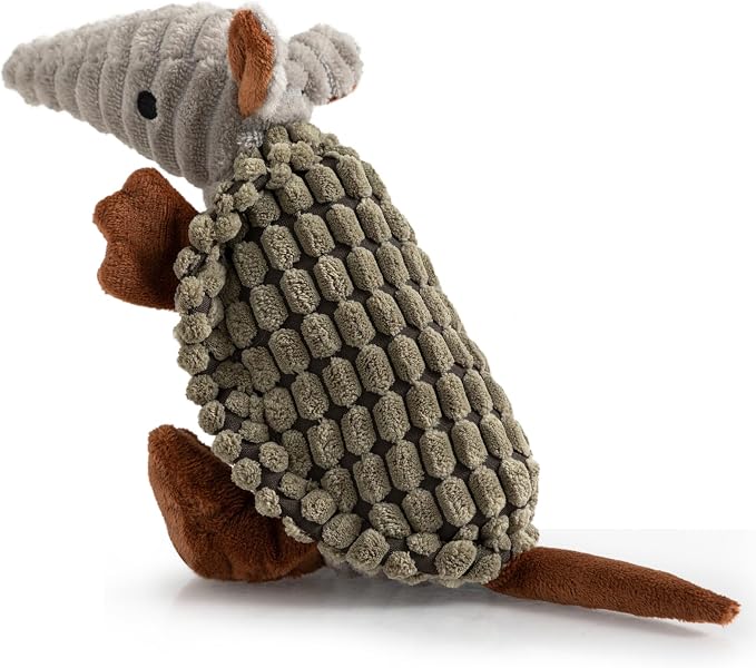 Hollypet Armadillo Squeaky Puppy Dog Toys for Small Medium Dogs, 8" | plush stuffed small dog squeak animal toy with unique grunt squeaker textured fabric for teeth cleaning toys