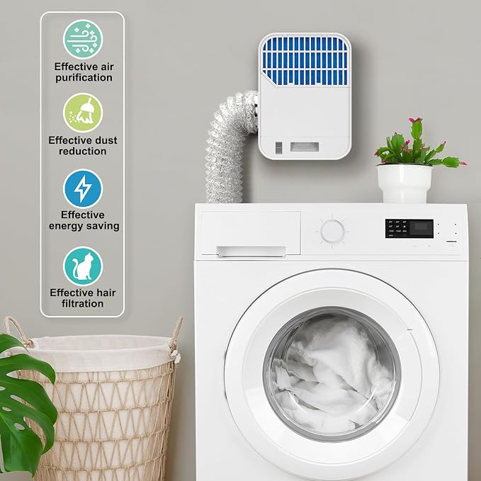 Upgraded Triple Filtration System Indoor Dryer Vent Kit,Indoor Dryer Vent,Dryer Vent Inside Box,Indoor Dryer Vent Kit for Electric Dryer,Indoor Dryer vent filter,Dryer Vent Box,Dryer Vent Lint Catcher