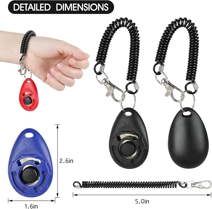 Dog Clicker, 5 Pack, with Wrist Strap