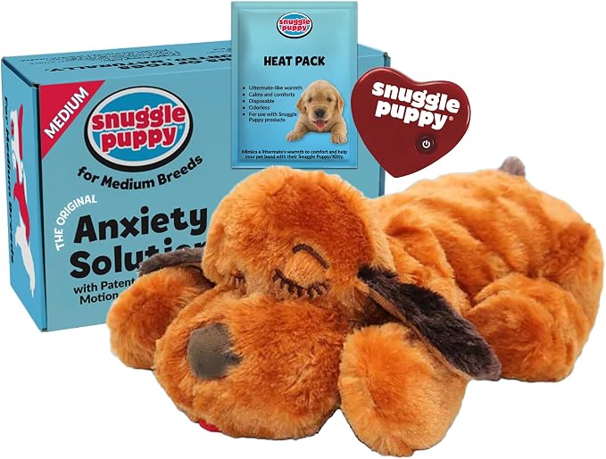 Snuggle Puppy Original Heartbeat Puppy Toy with Real-Feel Pulse and Heat Pack, Plush Comfort Dog Toy for Crate Training, First Nights, and Sleep | Calming heartbeat toy, crate training comfort, heat pack, new puppy essentials, first nights, sleep, medi...