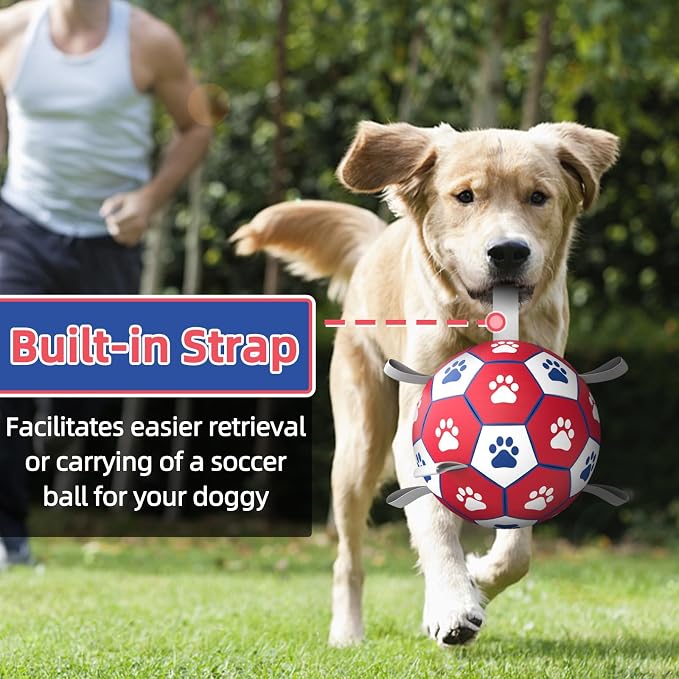 Diman Dog Balls with Straps, 7 Inch Dog Soccer Ball, Herding Ball for Dogs | Durable Dog Toy Balls for 30-90 Lbs Dogs, Herding Ball for Outdoor Fun, Pet Birthday Gifts, Dog Balls for Medium Large
