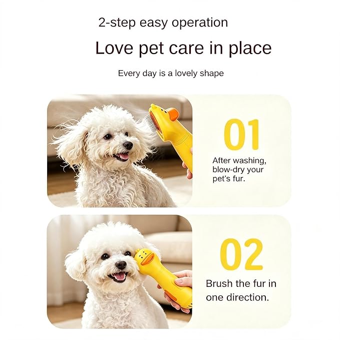 Dog Hair Dryer Brush, Dries Gently with Quiet Overheat Protection Tool | Pet Hair Blow Dryer, Quiet Plug In Design, Helps Dry Comfortably, for Small Breeds Puppy Kitten Bathroom Travel Home