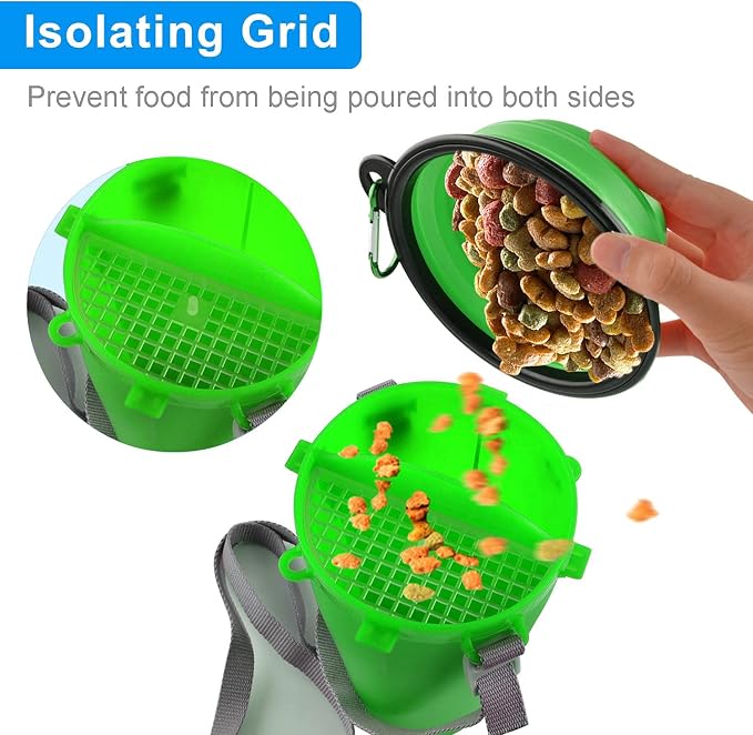 Dog Travel Water Bottle, 2-in-1 with Collapsible Bowl, Green