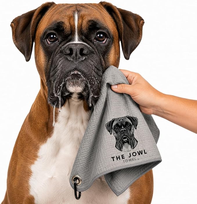 Security Sensor Spacers Dog Drool Towel – Absorbent Microfiber Drool Catcher, Collar & Leash Attachment, Convenient Drool Bib Alternative for Boxer Dogs (3 Pack)