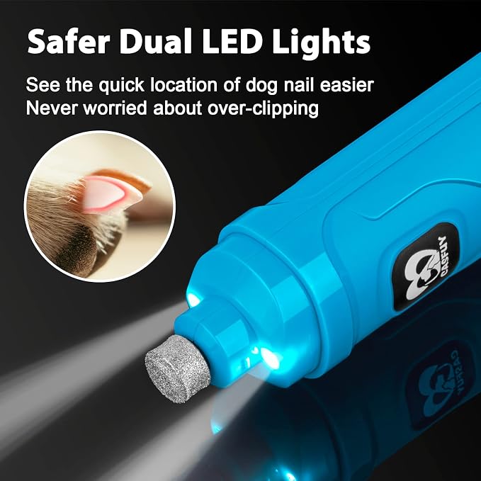 Casfuy New Version 2-Speed Dog Nail Grinder - Bright Blue