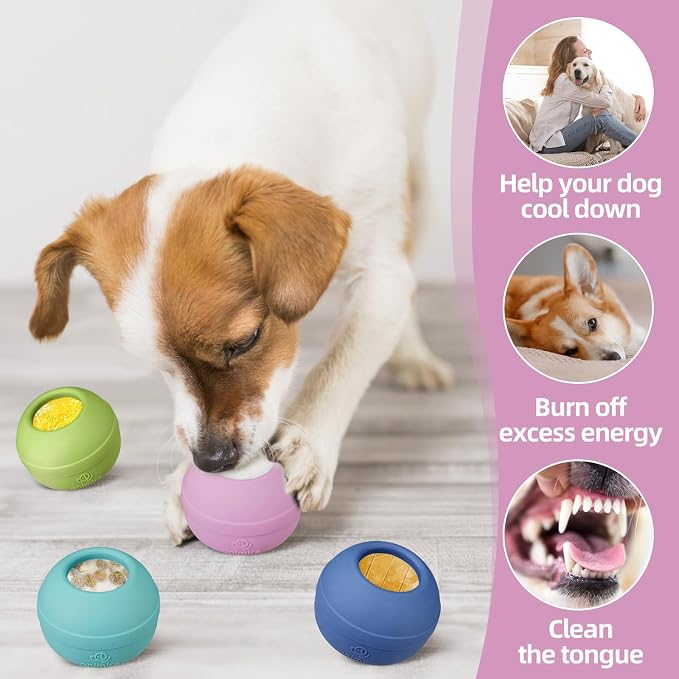 Long-Lasting Interactive Dog Lick Toy, Stuffable Dog Enrichment to Keep Dogs Busy, Wobbly Treat Dispensing Freezable Chew Toys, Food-Grade Safe (Pastel Purple,M)