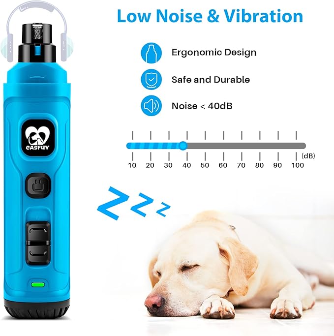 Casfuy New Version 2-Speed Dog Nail Grinder - Bright Blue
