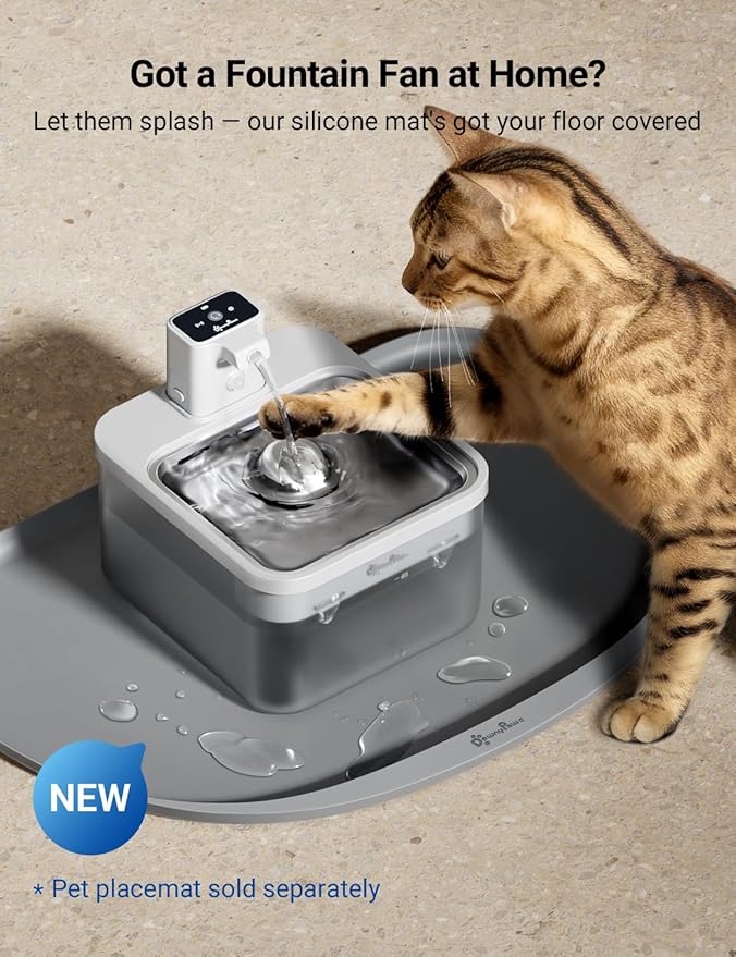 DownyPaws Cat Water Fountain Cordless, 84oz/2.5L Fursink Wireless Pet Water Fountains for Cats Indoor, Battery Operated Cat Drinking Fountain with Motion Sensor, Ultra Quiet Pump, BPA-Free, White Pro