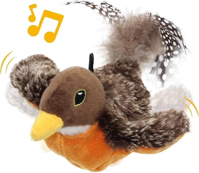 Flapping Bird Cat Toy, Motion Activated with Catnip, 3 Modes & USB Rechargeable, Machine Washable Interactive Toy for Indoor Cats