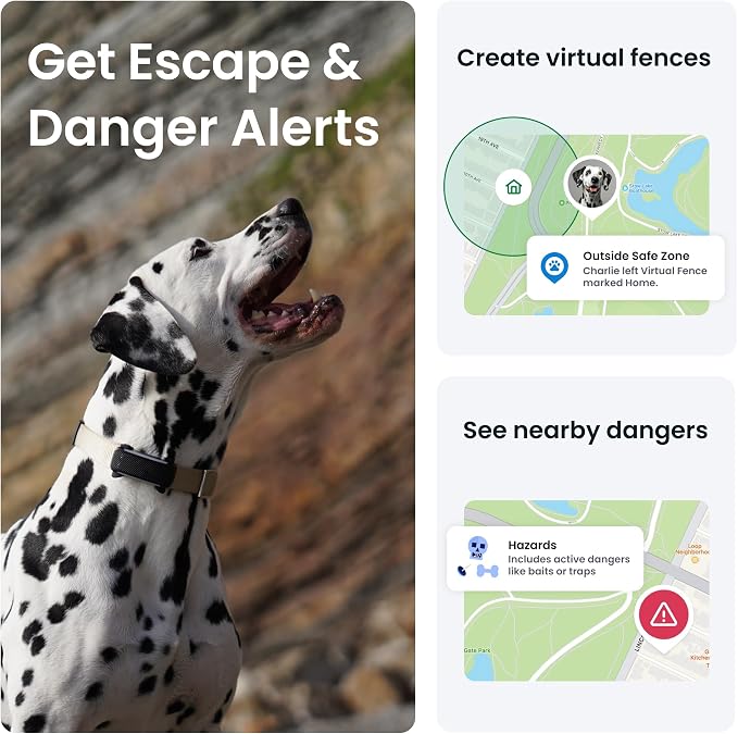 Tractive GPS Dog Tracker (2025 Release) Real-time Pet Location Tracker | Health & Wellness Alerts | Virtual Fence for Dogs | Bark Monitoring (Black w/Pink Cover)
