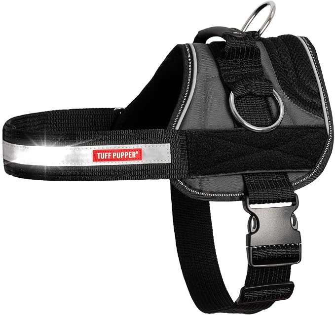Tuff Pupper Fast Fit No Pull Dog Harness, Escape Proof, Reflective, Grey
