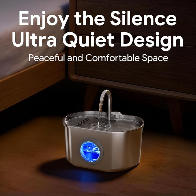 Cat Water Fountain Stainless Steel: 73oz/2.2L Cat Fountain for Drinking- Pet Water Fountain Inside - Automatic Dog Watering Dispenser Bowl - Pet Feeding & Watering Supplies