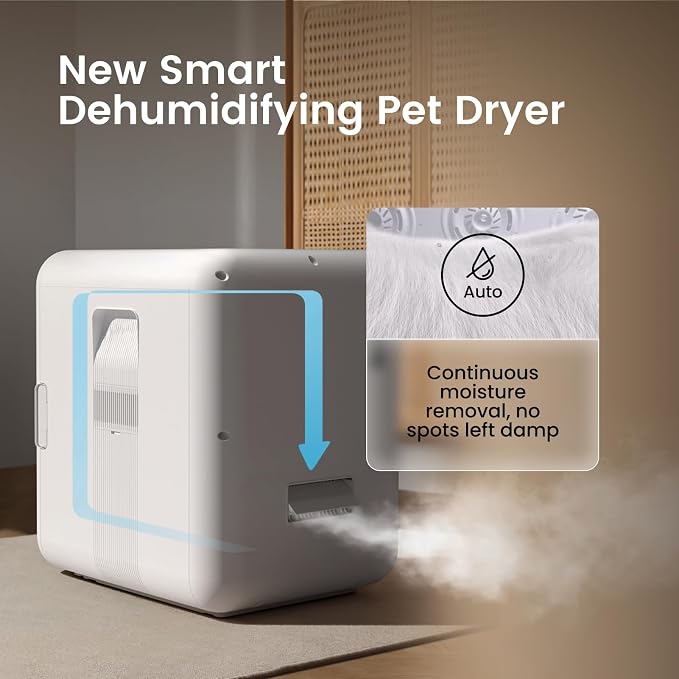 JirPet Pet Dryer Box, 75L Professional Drying Cabin with Smart Chip Safety | 400CFM Strong Airflow, Pet-friendly 40dB Low Noise Drying, Auto Temp & Humidity Control, Efficient Drying for Grooming Salons