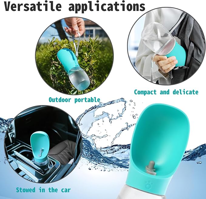 Kalimdor Dog Water Bottle,Leak Proof Portable Puppy Water Dispenser with Drinking Feeder, Dog Walking Accessories for Pets Outdoor Walking, Hiking, Travel, Food Grade Plastic