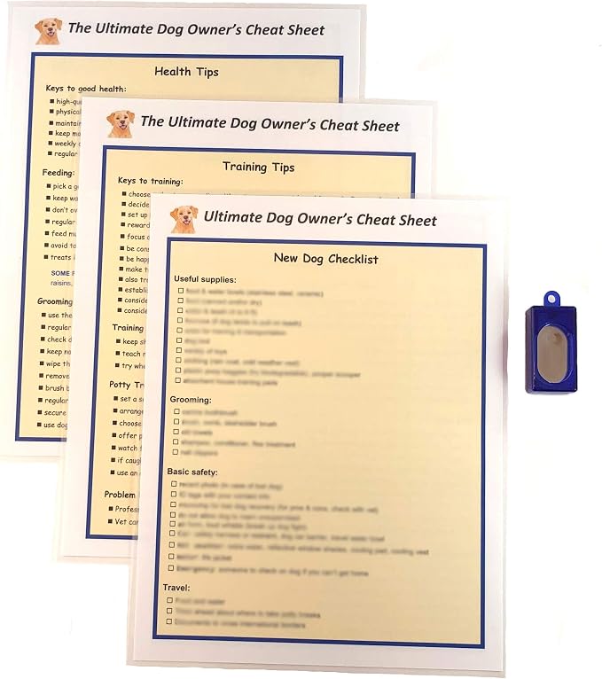 K-Musculo Ultimate Dog Owner's Cheat Sheet with Dog Clicker Trainer