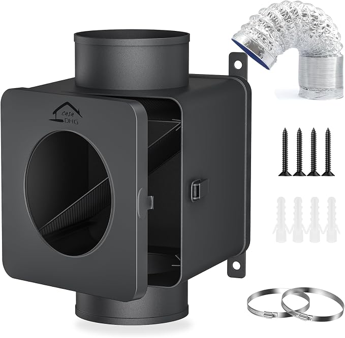Metal Dryer Duct Lint Trap,Indoor Dryer Vent Kit with Lint Catcher,Secondary Lint Trap with 4inch 8FT Dryer Vent Hose,2 Clamps,Lint Trap for Electric Dryers Vent and Gas Dryer Vent