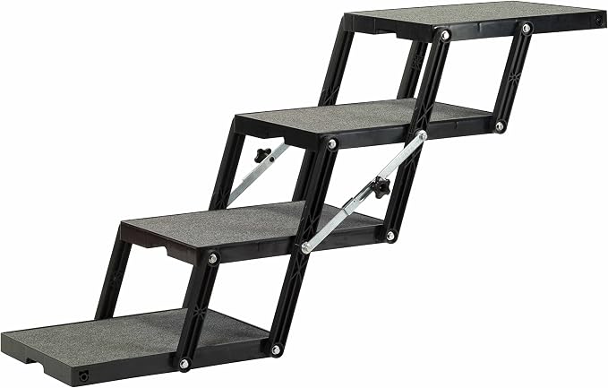 Pet Loader® XL 18" Platform, ABS Plastic Made in The USA -4-Step with Wheels. Safely Carries The Very Large Breeds USA Carpet Folding Dog Stairs for 250 Pound Dogs. Wider and More Stable