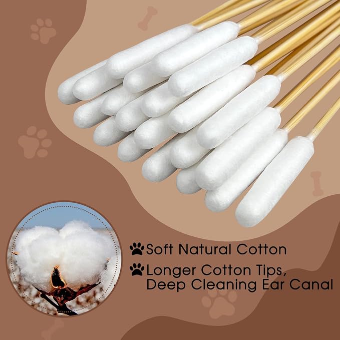eyxformula Dog Ear Cleaning Swabs, Professional 6-Inch Bamboo Sticks