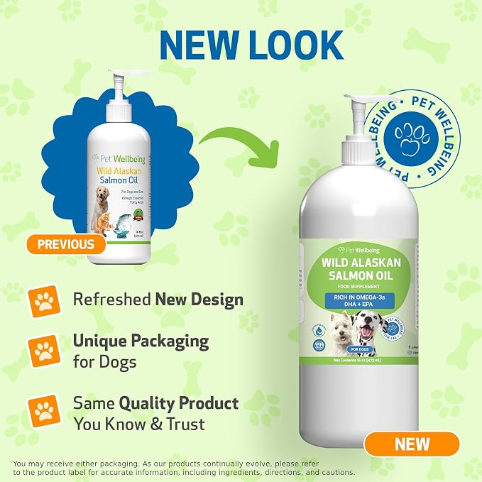 Pet Wellbeing Wild Alaskan Salmon Oil for Dogs - Skin & Coat, 16 fl oz