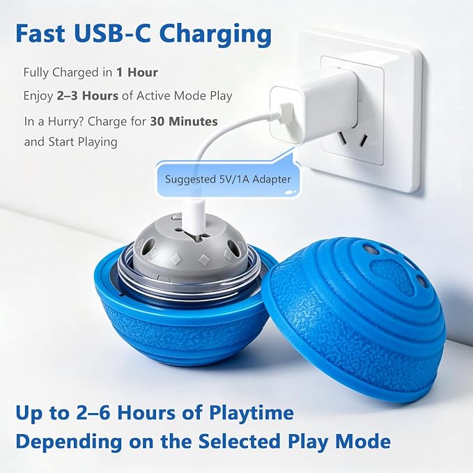 Smart Interactive Dog Ball for Aggressive Chewers, Self Moving Toy, E-TPU | Vibrating Dog Ball with 4 Play Modes, Moving & Bouncing Ball for Dogs, Smart Self Rolling Dog Toy for Small Medium Dogs