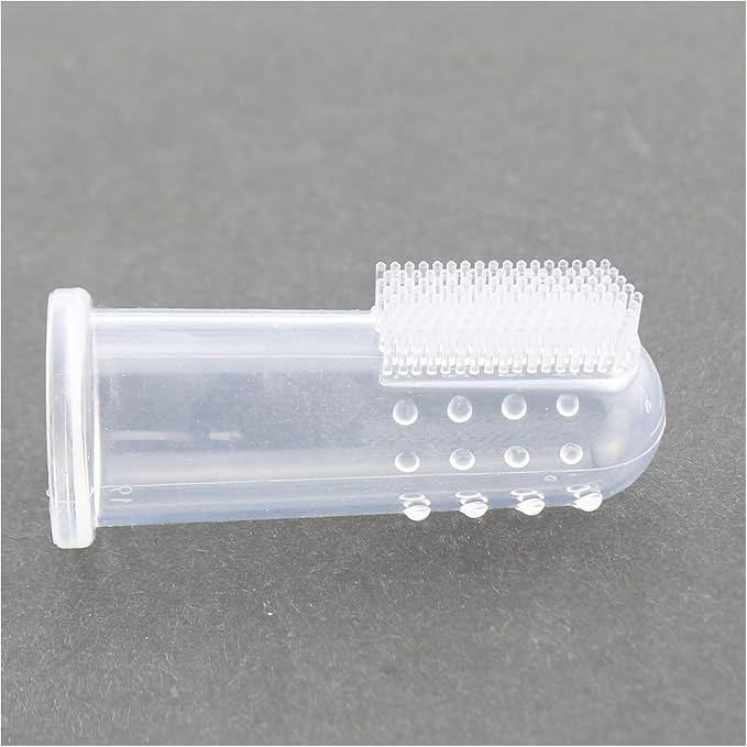 RLECS 10PCS Inner Diameter 17mm Finger Sleeve Design Transparent Silicone Pet Finger Toothbrush Cat Dental Hygiene Supplies