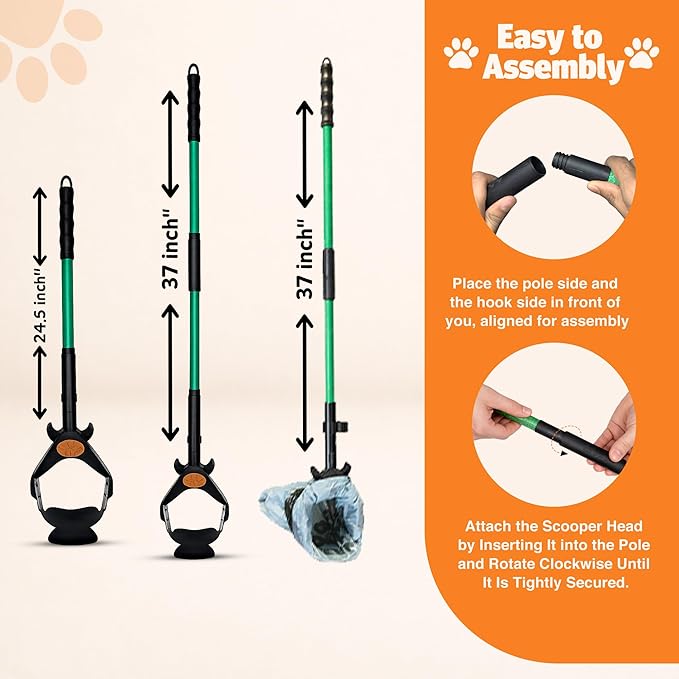 XP Pooper Scooper & Rake Set, Consumer Reports #1 Rated Ergonomic Scooper 2024, 2026. Strong & Lightweight, Dogs & Pet Poop Cleanup & Waste Removal - Fits Any Style Bag. 10-Year Wty.