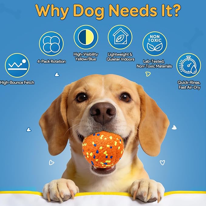 Kimee Dog Tennis Balls for Aggressive Chewers, ETPU, 2.75in, 4-Pack