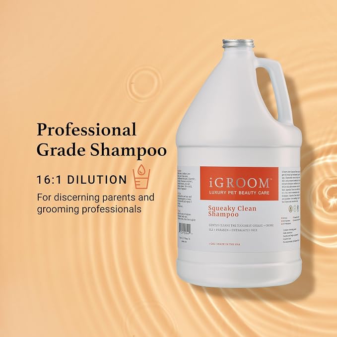 iGroom Squeaky Clean Dog Shampoo, Luxury Pet Beauty Care, Intense Cleaning Power, Chamomile Extracts Sooth Skin, Made in USA (1 GAL) (Pack of 2)