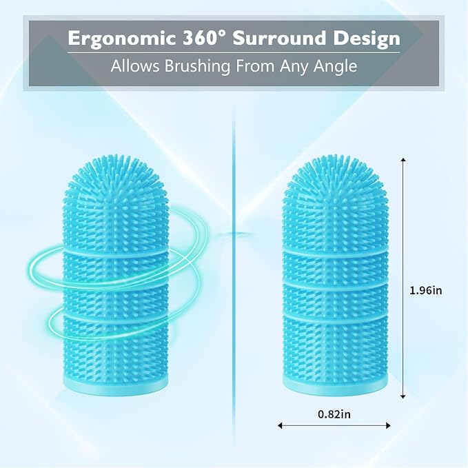 Petiepaw Dog Toothbrush,Dog Finger Toothbrush for Dog Teeth Cleaning,Dog/Puppy Tooth Brushing Kit,Cat Toothbrush with Full Surround Bristles,Finger Toothbrush for Dogs/Cats