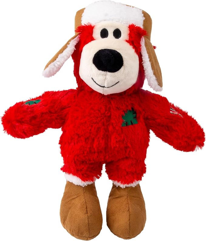 KONG Christmas Winter Hat Wild Knots Bear Dog Toy – (2 Pack, Small/Medium)