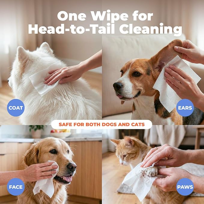 Best Pet Supplies 8" x 9" Large Dog Wipes - Cleaning and Deodorizing for Paws and Coat - Gentle Formula with Cucumber Vitamin E for Puppies and Cats - 100 Count