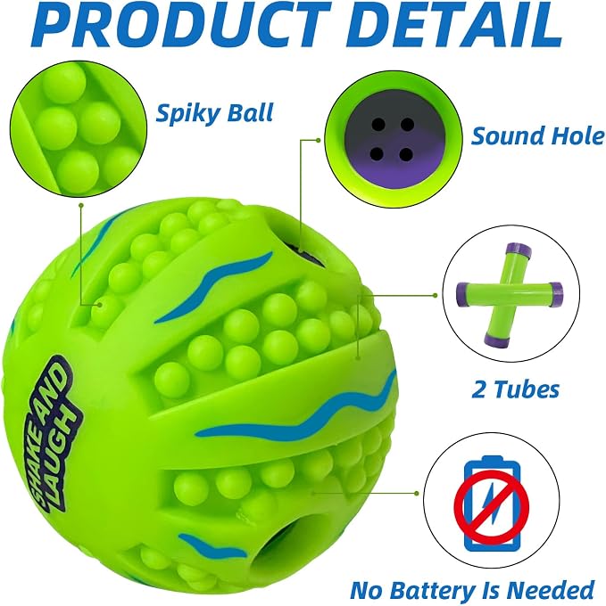 Spiky Interactive Dog Toys Ball, Wave, L, 3.94 in (10 cm) | Shaking with Gibbering Sound, Training, Teeth Cleaning, Herding