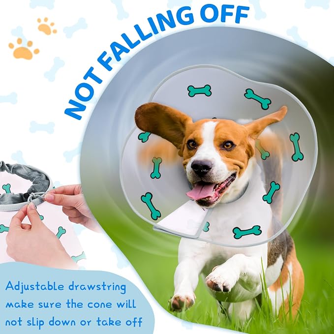 Dog Cone After Surgery - Soft, Comfortable, Adjustable Recovery Collar for Large, Medium, Small Dogs - Stop Licking with Soft Protect Edge (Bone, XL)