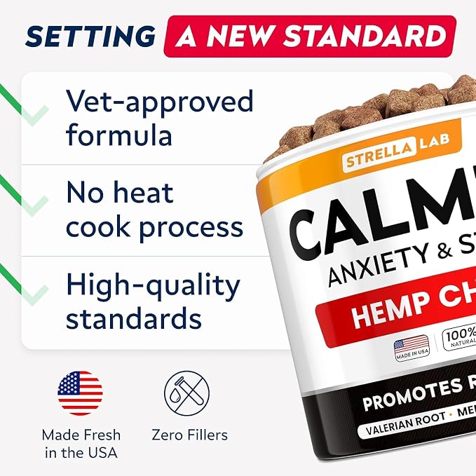 Hemp Calming Chews for Dogs - Stress&Anxiety Relief, Travel&Separation