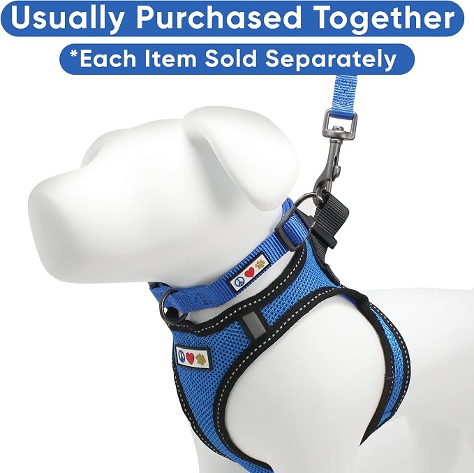 Pawtitas Dog Vest Harness Made with Breathable Air Mesh | All Weather Vest Harness for Medium Puppies and Extra Large Cats with Quick-Release Buckle - Medium Blue Mesh Dog Harness