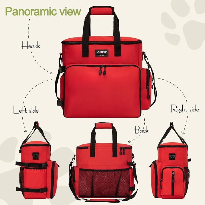 LARIPOP Dog Travel Bag Airline Friendly with Collapsible Bowls & Food Containers