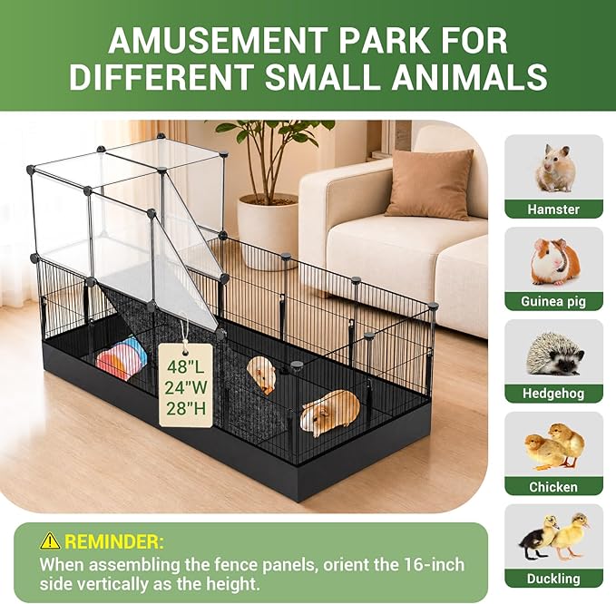 VISCOO Upgraded 28 Panels Guinea Pig Cages, 48" x 24" x 28" DIY Small Animal Playpen with Waterproof Mat, Portable Metal Rabbit Bunny Cage, C&C Cage for Guinea Pigs, Hamsters/Bunny playpen