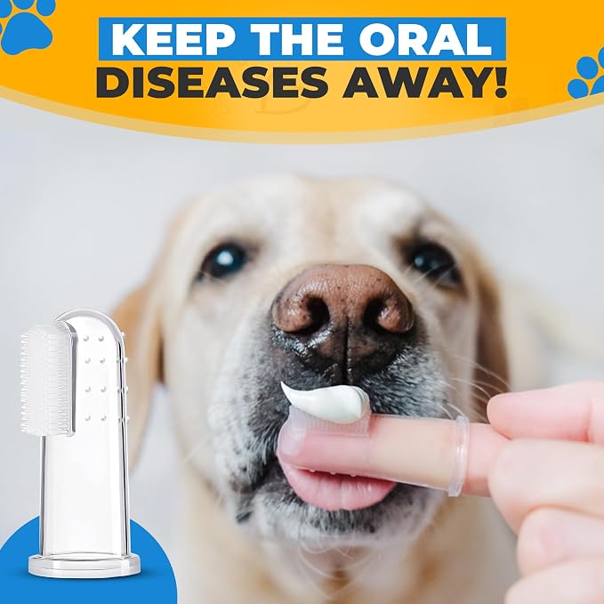 Dog Toothbrush Kit with Travel Cases – 4 Silicone Finger Toothbrushes for Dogs & Cats – Pet Dental Care, Dog Teeth Cleaning, Plaque & Tartar Control, Fresh Breath – Free QR Dental Guide Included