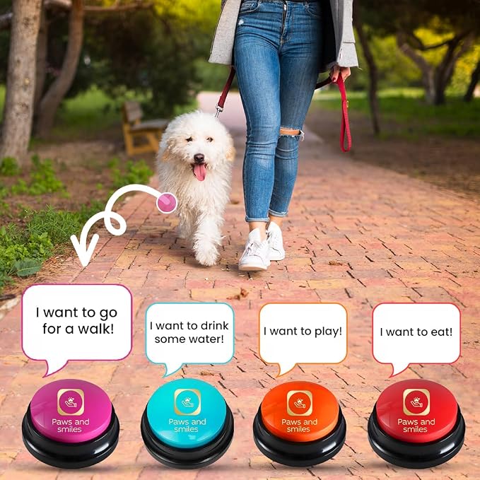 Paws and Smiles Dog Buttons for Communication, 8 Pack