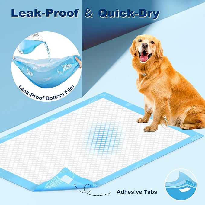 MIZOK 36x36in Dog Pee Pads Jumbo Disposable Dog Training Pads Super Absorbent Up to 11 Cups Marine Scented Odor-Control Dog Pads with Jellyfish Pattern, Quick Dry & Leak-Proof (30 Counts)