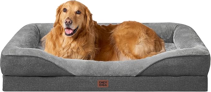 EHEYCIGA Orthopedic Memory Foam Dog Bed - XL 42x30in, Grey