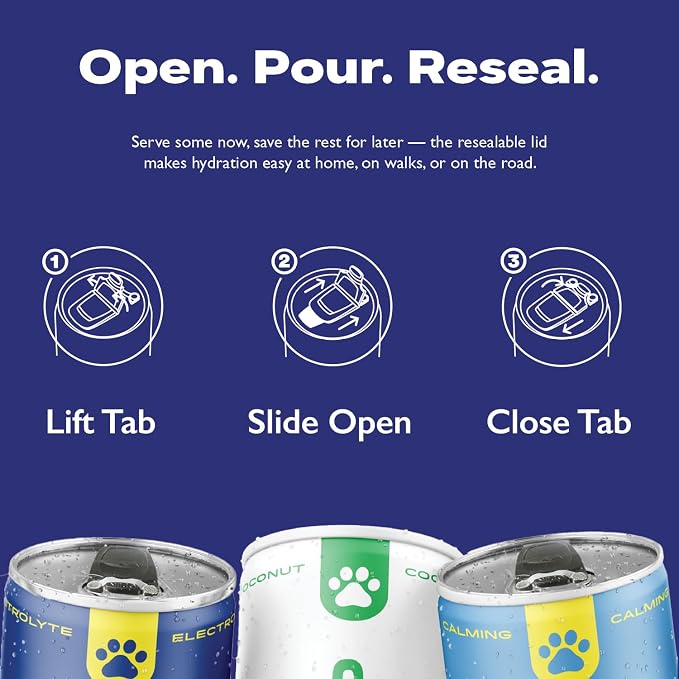 Water Electrolyte Hydration for Dogs | Potassium, Sodium & Magnesium | Supports Hydration, Electrolyte Balance & Recovery | 6 Resealable 12 oz Cans