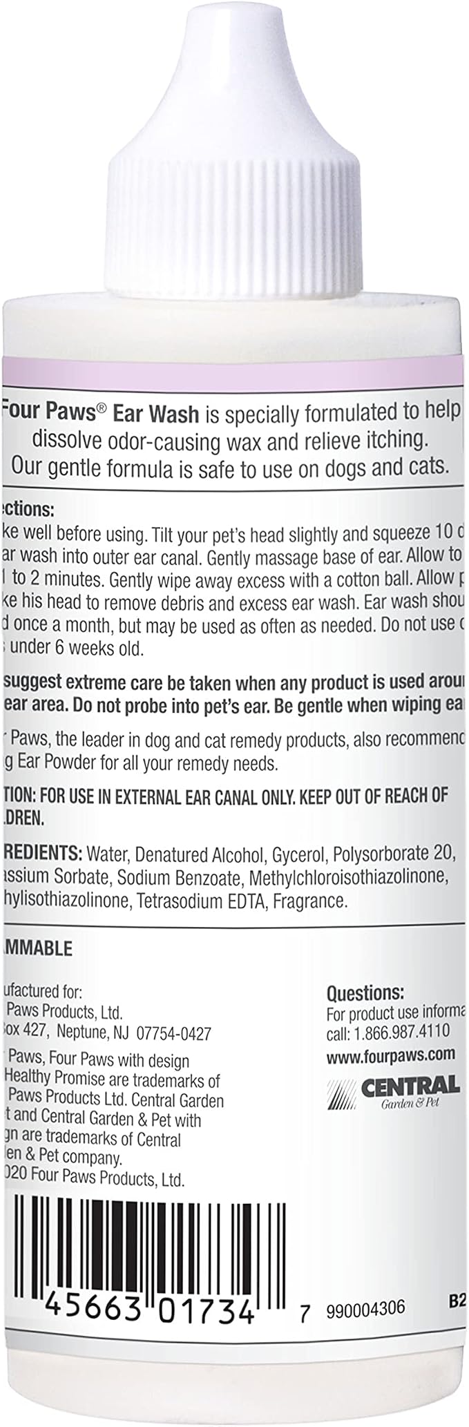 Four Paws Healthy Promise Pet Ear Wash Cleaner, 4oz