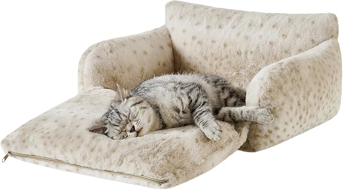Hollypet Cat Bed Small Dog Orthopedic Couch Beds for Pets up to 13 lbs | Fluffy Multifunctional Double-Layer Warming Kitten Pet Couch Orthopedic Beds with Machine Washable Cover and Non-Slip Bottom