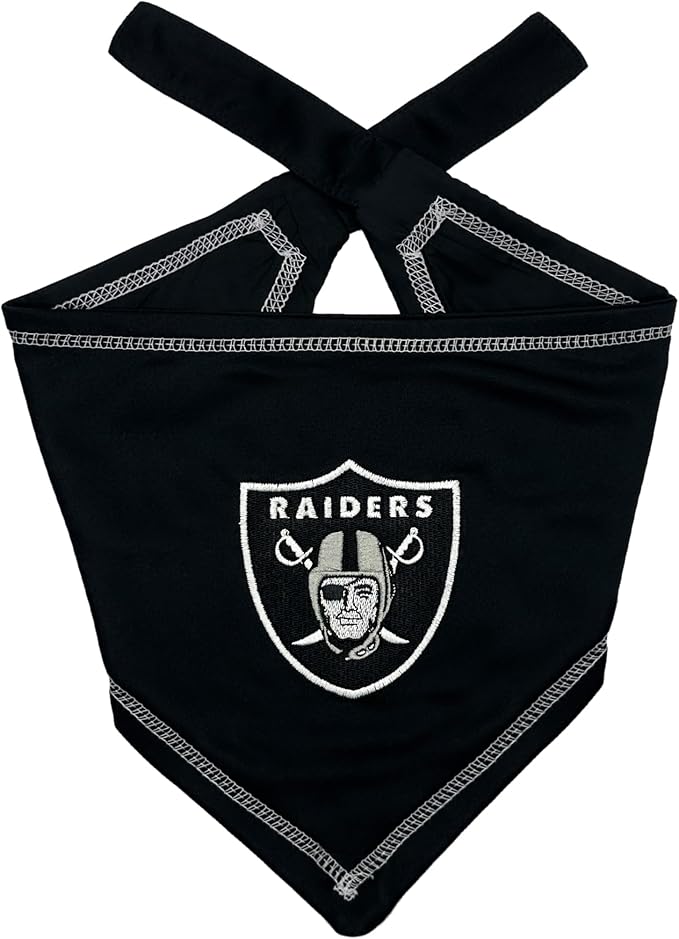 Pets First NFL Las Vegas Raiders TIE Bandana, Large/X-Large. Dog Bandana Scarf Bib for Pet Cat Dog. The Ultimate Game-Day, Party Bandana
