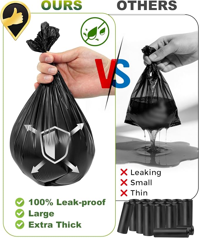 Charmount 200 Count Dog Poop Bags Rolls with Zippered Pouch Dispenser Holder, Extra Thick Leak-Proof Unscented Waste Bags, Coreless Easy Load for Small to Large Dogs