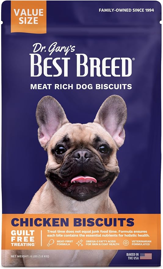 Best Breed Dr. Gary's Chicken Biscuits – Complete & Balanced Crunchy Dog Treats, Veterinarian-Formulated, Meat-First Chicken Recipe (4 Lb. Value Size)