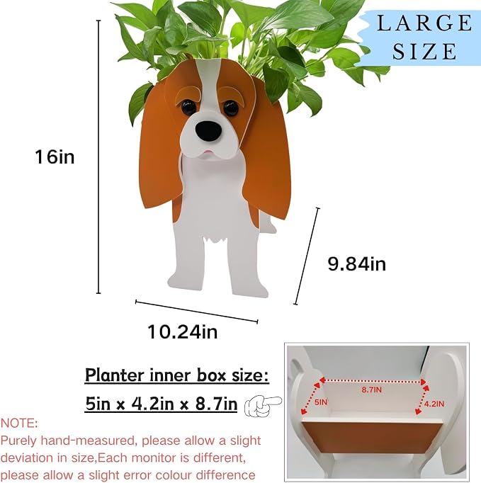Brown King Cavalier Dog Planter Pots, Animal Shaped Flower Pot