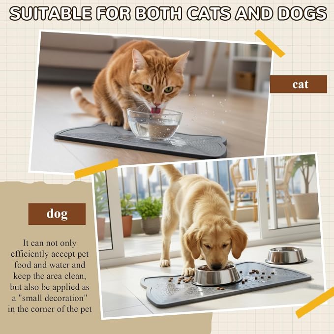 Stone Mat for Dog and Cat Water Bowls 16.5 x 9.5 Inch Absorbent Feeding Mat Quick Drying Tray for Small Medium Pet Water Fountains Diatomaceous Earth Accessories for Messy Drinkers